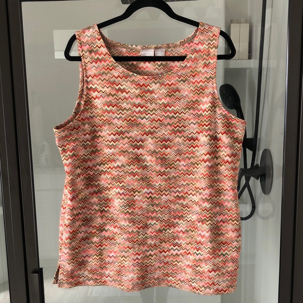 Chico’s Travelers lightweight knit chevron Zigzag Pattern tank 3 US 16/18